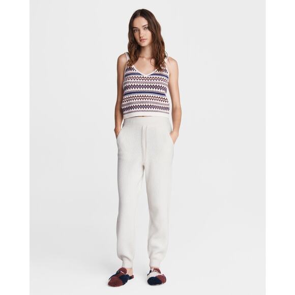 NWOT Rag & Bone Pierce Relaxed Fit 100 % Cashmere Pant Ivory Size Medium - Picture 2 of 6